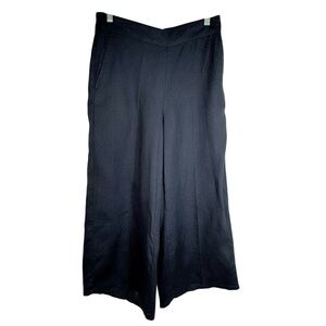 Tahari Linen Black Wide Leg Palazzo Pants Size M